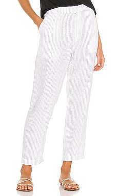 Michael Stars Flynn Single Pleat Trouser in White & Black Stripe
