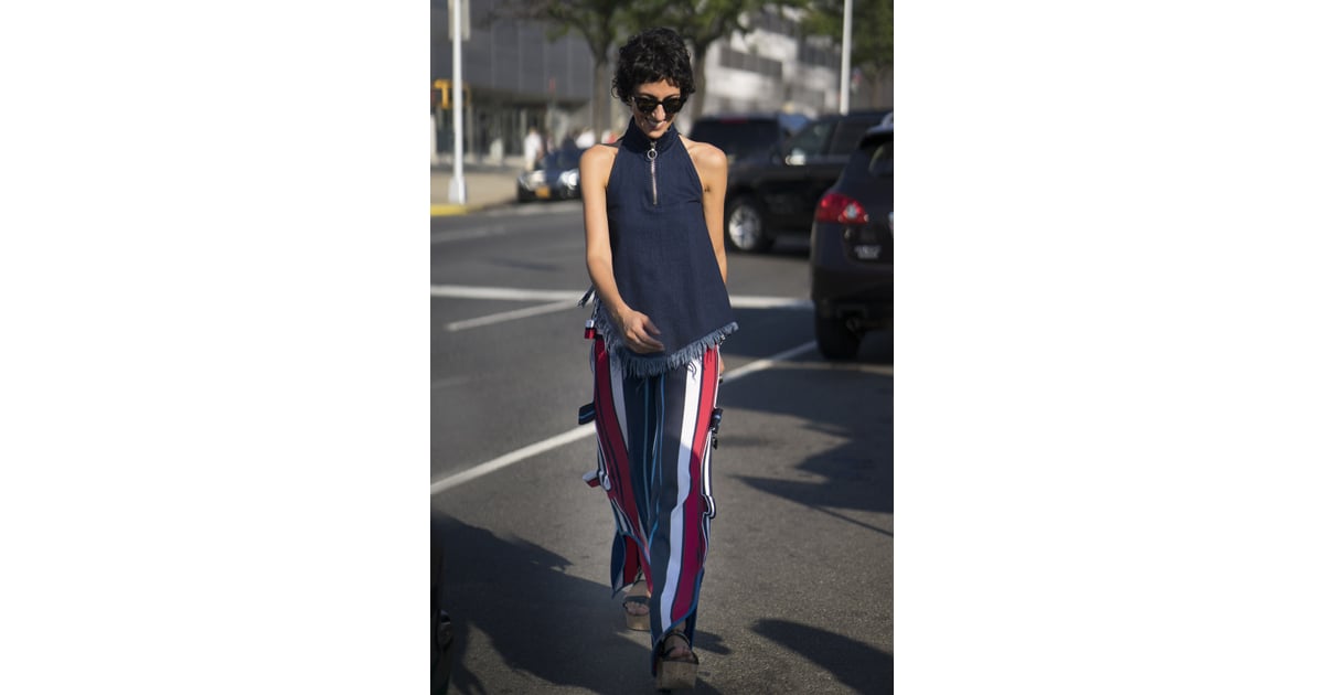 red white and blue striped pants