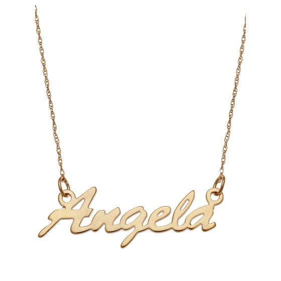 Personalized 14K Gold Script Nameplate Necklace