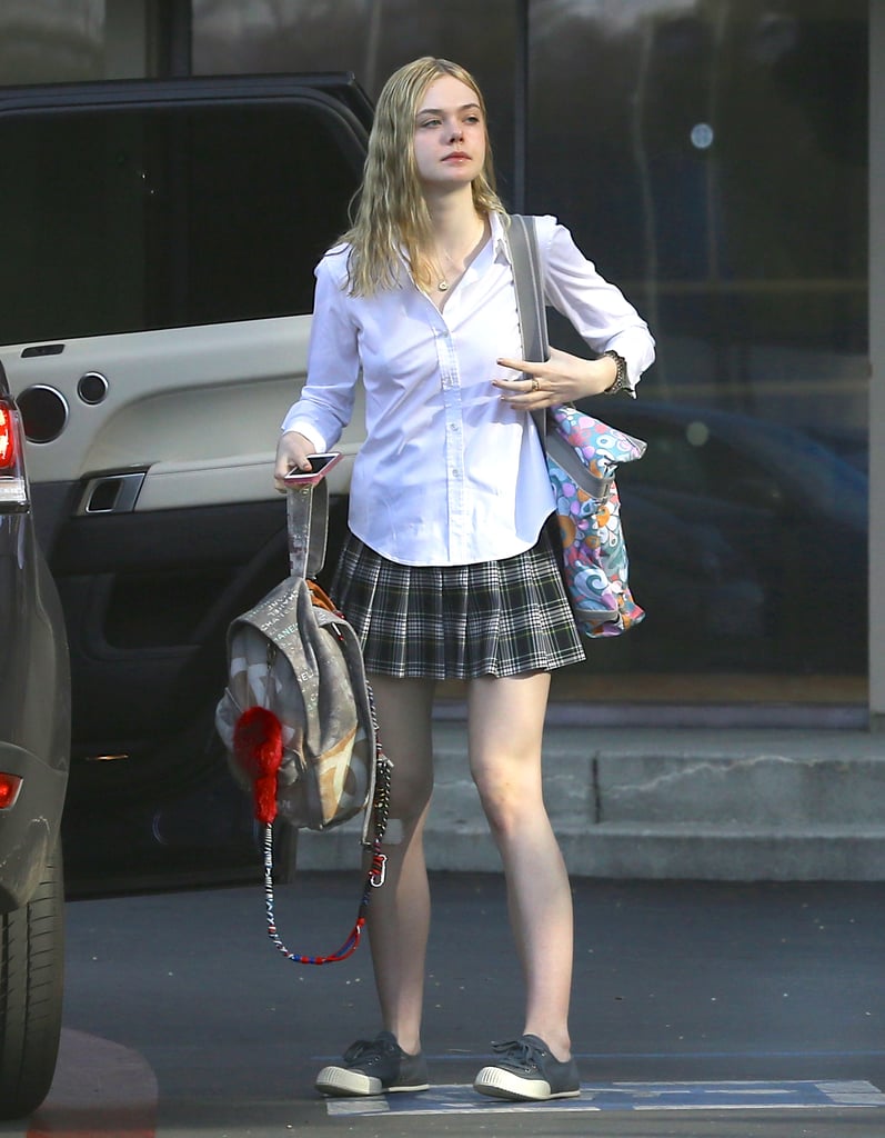 Elle Fanning looked like she was channeling Britney Spears's ". . . Baby One More Time" music video in LA on Thursday.