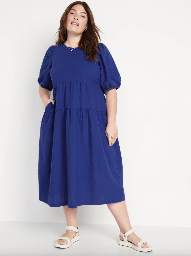 Old Navy Tiered Puff-Sleeve All-Day Midi Swing Dress