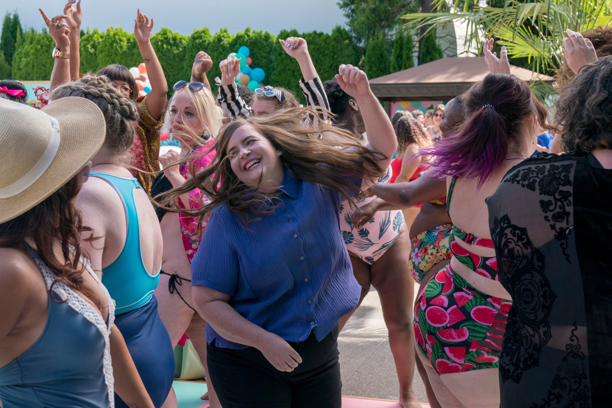 SHRILL, Aidy Bryant (centre), 'Pool', (Season 1, ep. 104, aired March 15, 2019). photo: Allyson Riggs / Hulu / courtesy Everett Collection