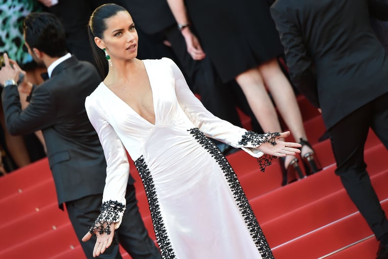 Adriana Lima Drew Attention to the Intricate Lace Sleeves on Her Prada Dress