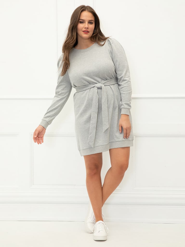 Eloquii Elements Plus Size Puff Sleeve Sweatshirt Dress With Belt