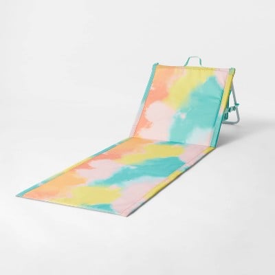 Sun Squad Folding Portable Beach Lounger (Blue Tie Dye)