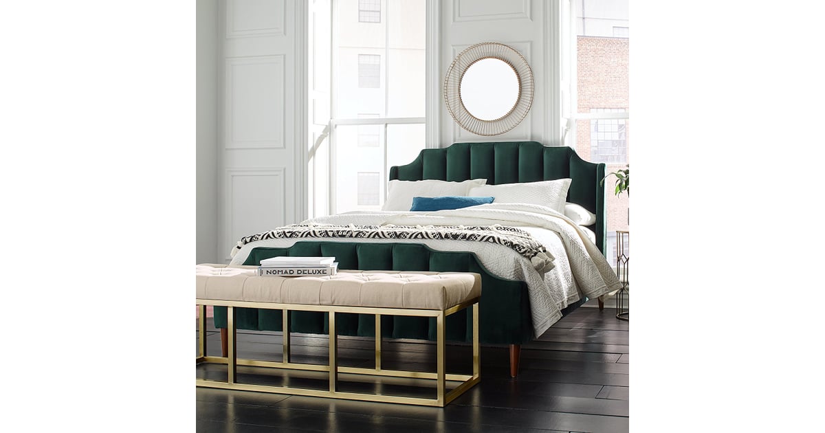 Rivet Glam Tufted Seat and Gold Legs Upholstered Bench Amazon Prime Day Furniture Sale 2018