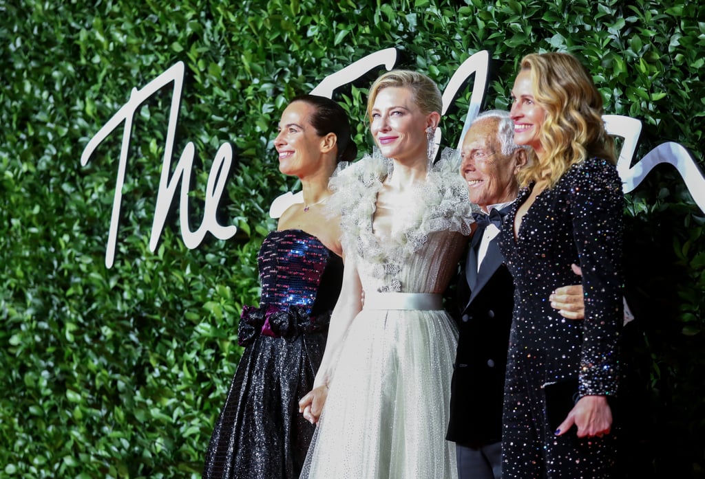 Roberta Armani, Cate Blanchett, Giorgio Armani, and Julia Roberts at the British Fashion Awards 2019