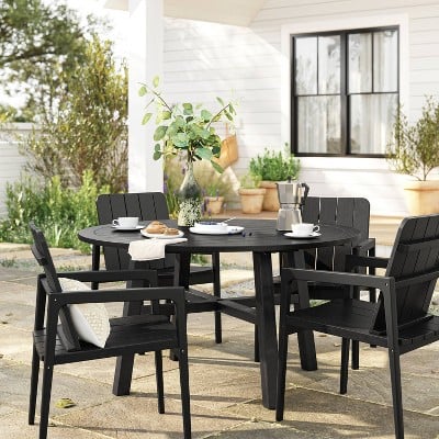 Smith & Hawken Blackened Wood 4 Person Round Patio Dining Table