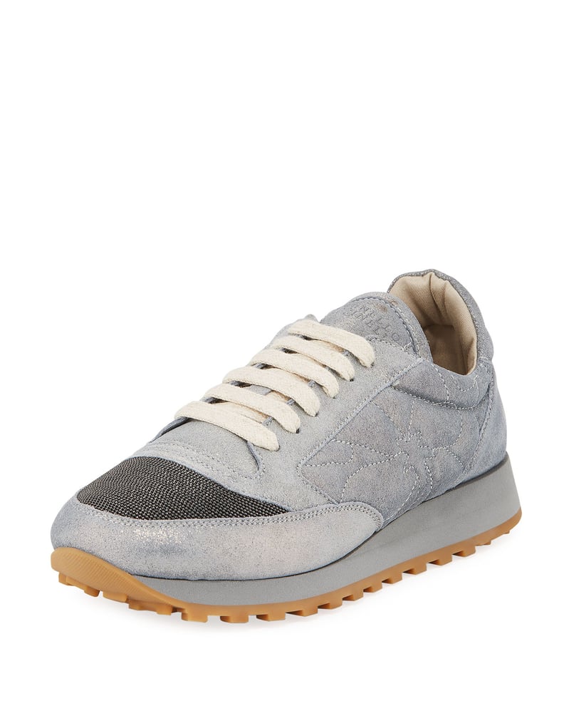 Brunello Cucinelli Metallic Leather Monili Trainer Sneaker