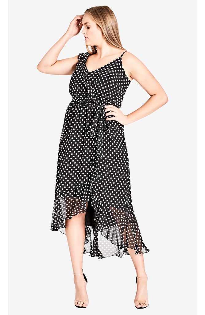 City Chic Dot Asymmetrical Wrap Dress