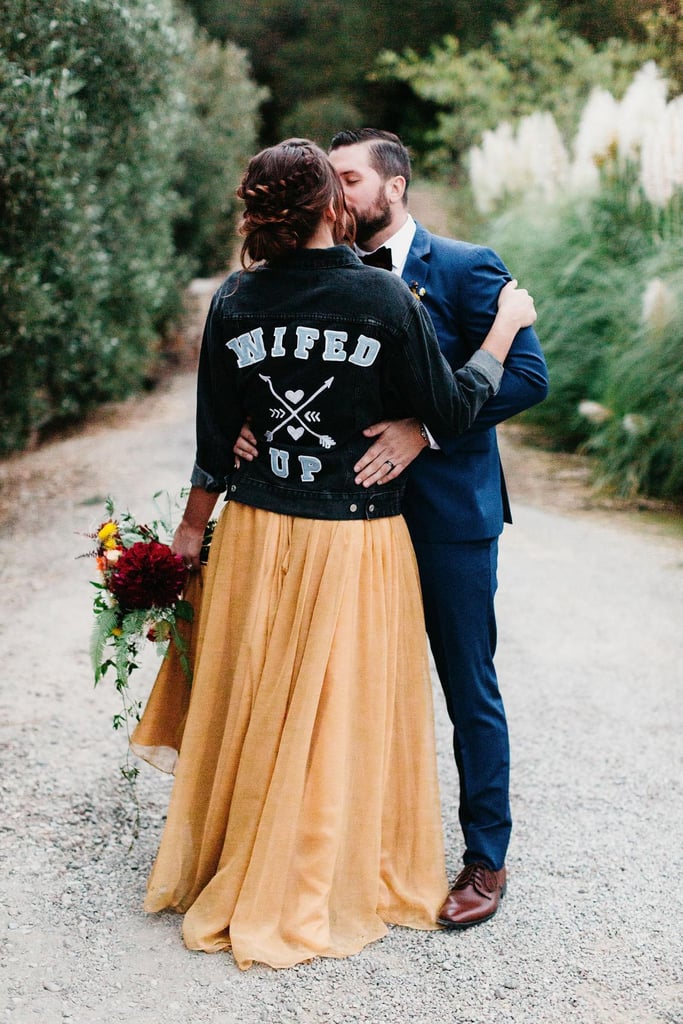 "Wifed Up" Custom Embroidered Wedding Jacket Denim Jackets For