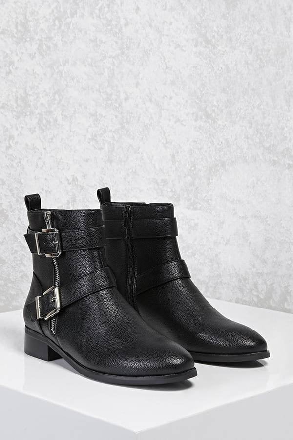 Forever 21 Buckled Faux Leather Boots