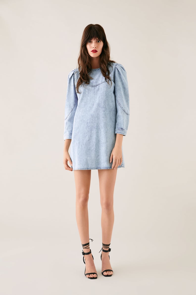 Zara Denim Dress With Balloon Sleeves