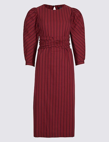 Marks and Spencer Poplin Sleeve Striped Tunic Midi Dress