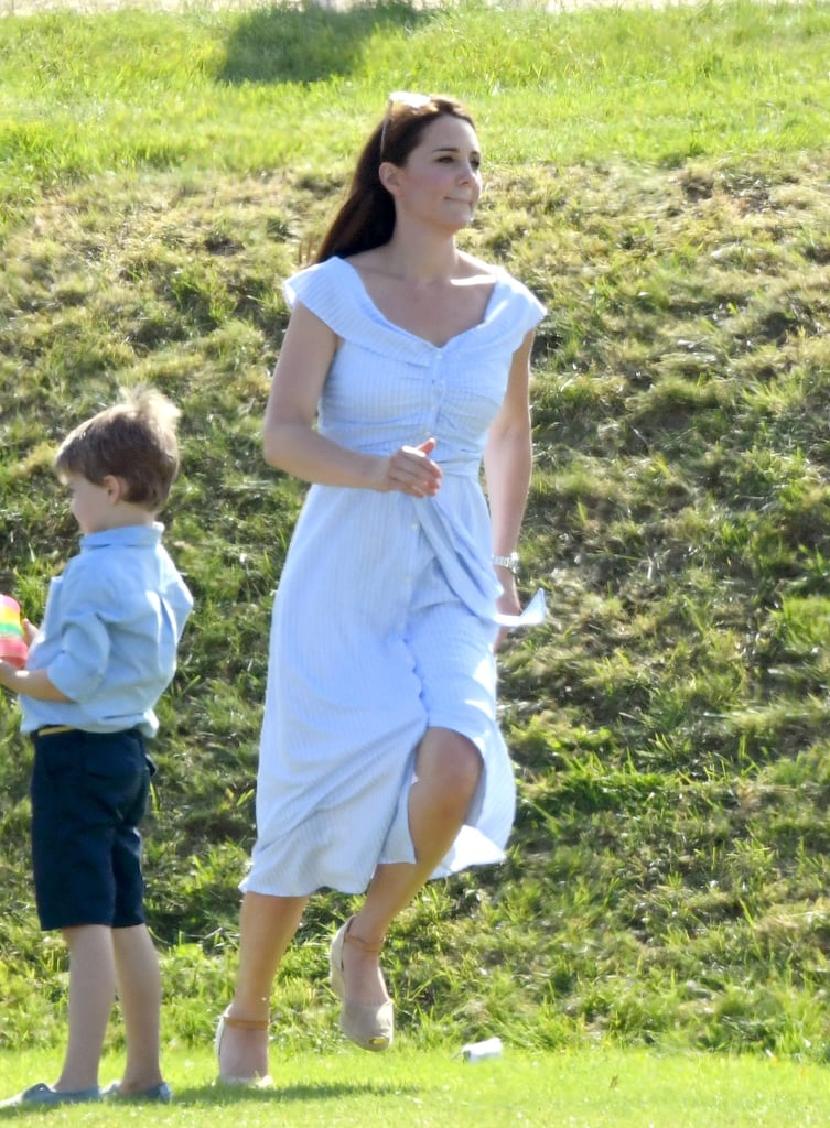Kate Wore a Blue Striped Zara Dress During the Royal Charity Polo Game