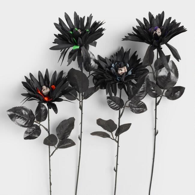 Black Daisy Stems With Skulls Set Of 4 ($8)