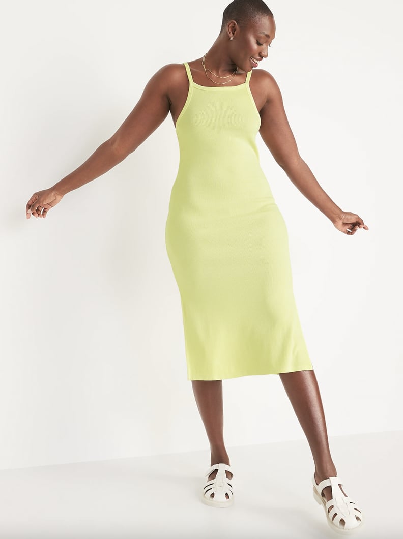 Old Navy Fitted Rib-Knit Midi Cami Dress