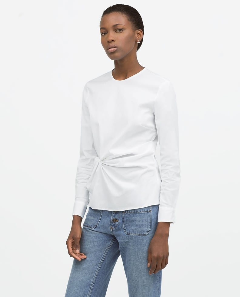 Zara Draped Poplin Shirt