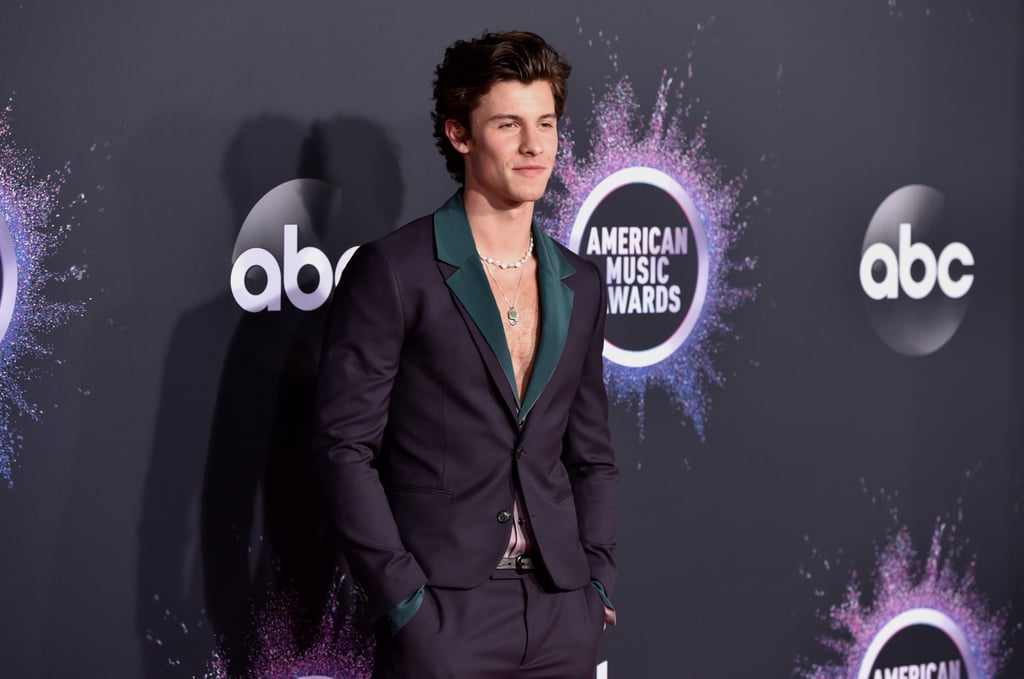 Shawn Mendes Wears an Indigio Suit and Necklaces to the AMAs