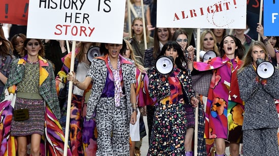 Kendall Jenner Cara Delevingne Lead Chanel Feminist March Popsugar Fashion