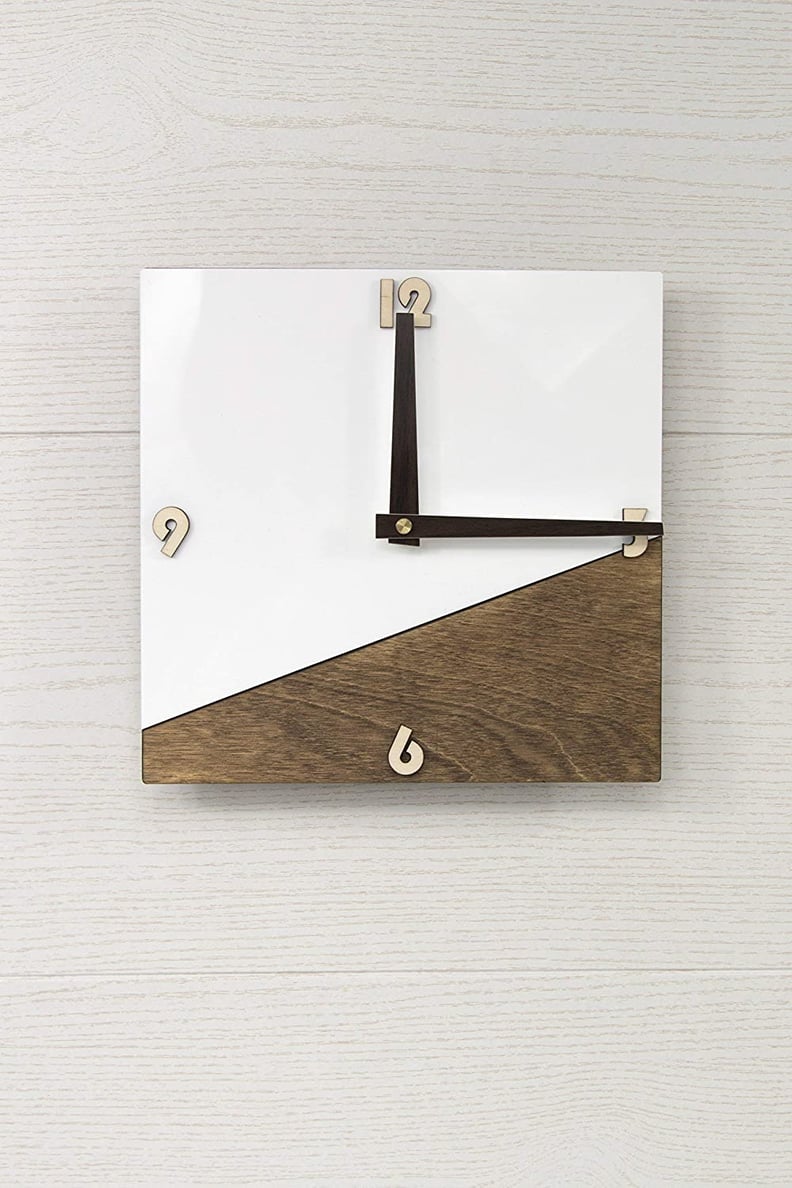 Modern Glass and Wood Wall Clock