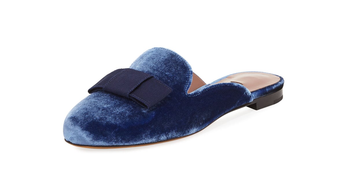 velvet flat mules