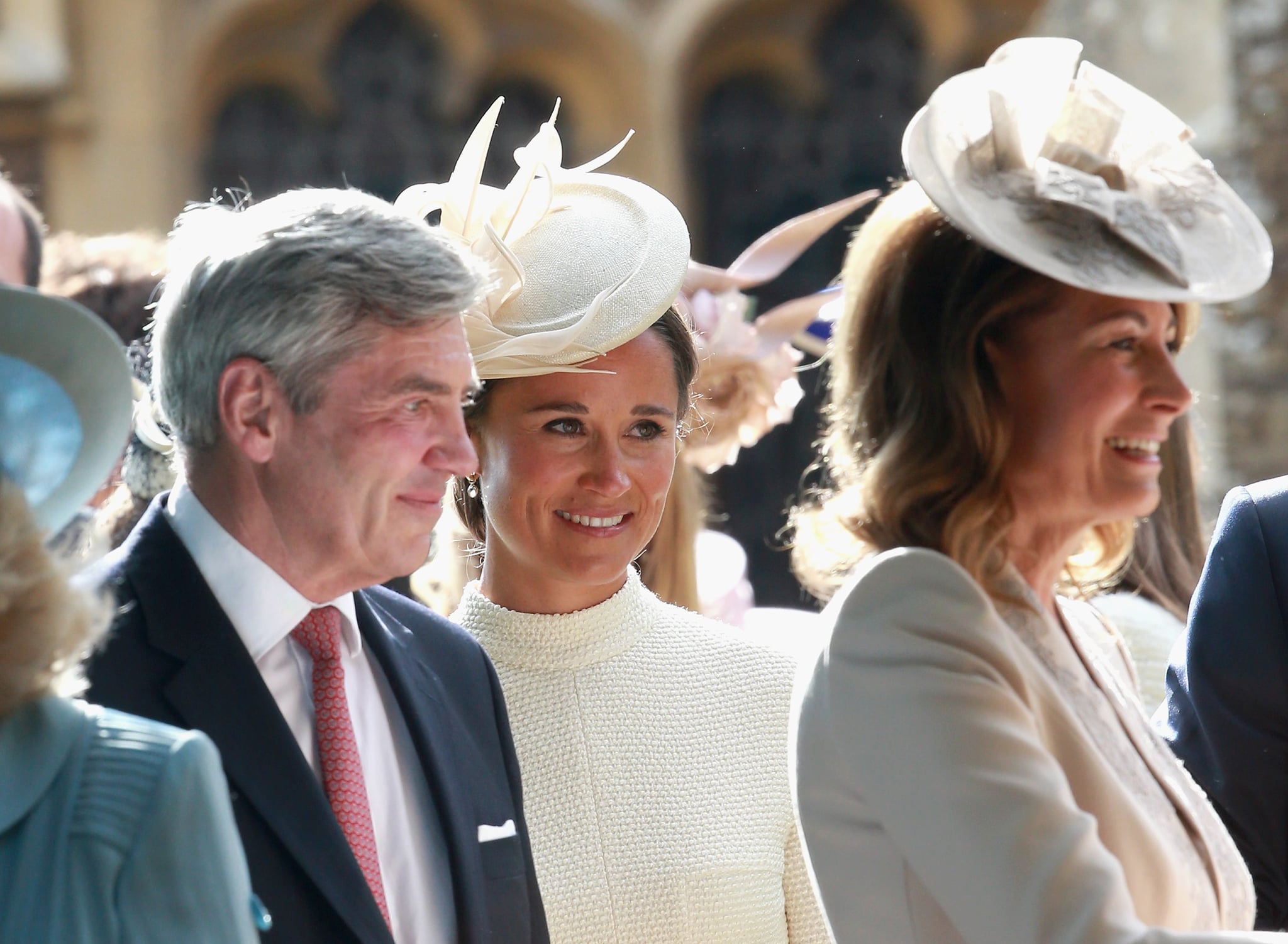 KING'S LYNN, ENGLAND - JULY 05:  Michael Middleton, Carole Middleton and Pippa Middleton leave the Church of St Mary Magdalene on the Sandringham Estate for the Christening of Princess Charlotte of Cambridge on July 5, 2015 in King's Lynn, England.  (Photo by Chris Jackson/Getty Images)