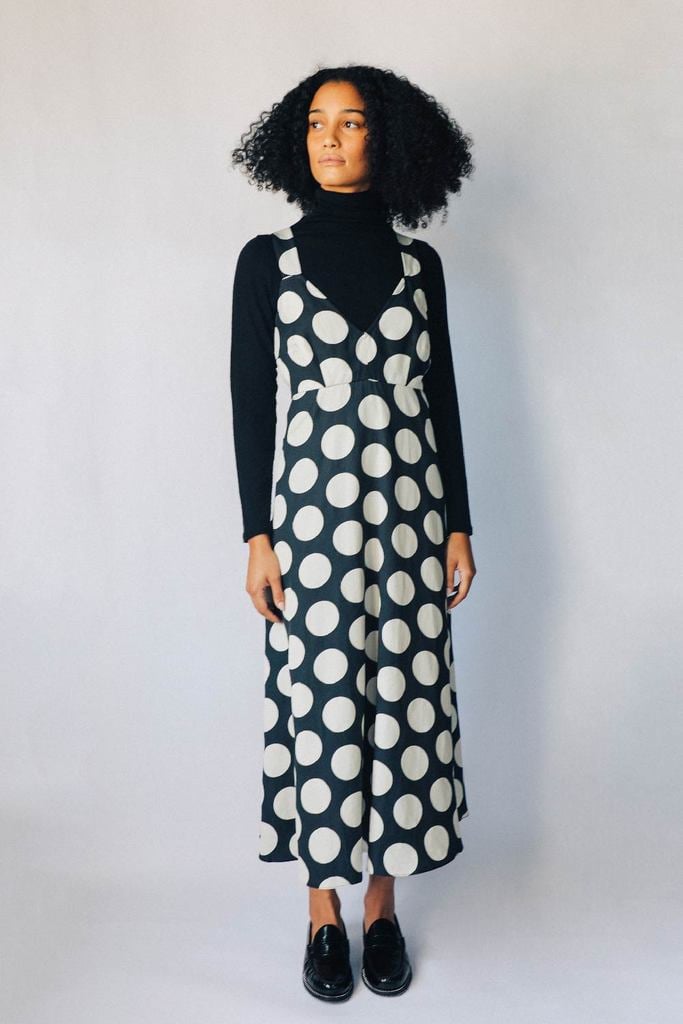 Hope For Flowers Black and Parchment Dots Slip Dress