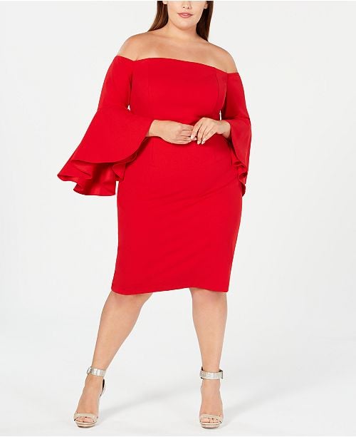 Calvin Klein Off-The-Shoulder Crepe Dress | Curvy Women, It's Time to Shop  These 11 Cocktail Dresses We Found at Macy's | POPSUGAR Fashion Photo 6