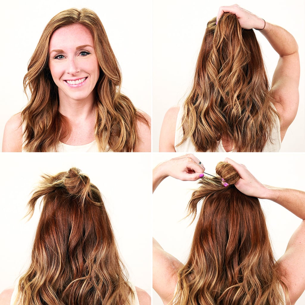 Half Up Bun Diy Popsugar Beauty