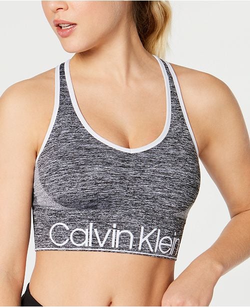 Calvin Klein Heathered Logo Medium-Impact Sports Bra