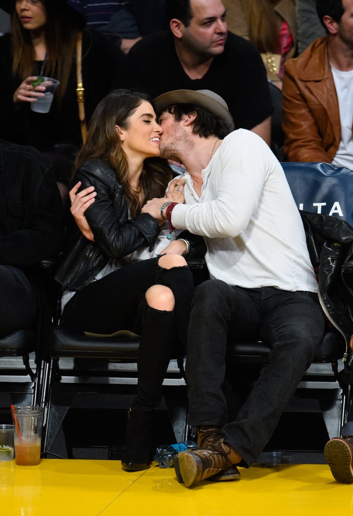 Ian Somerhalder and Nikki Reed Kissing at Lakers Game