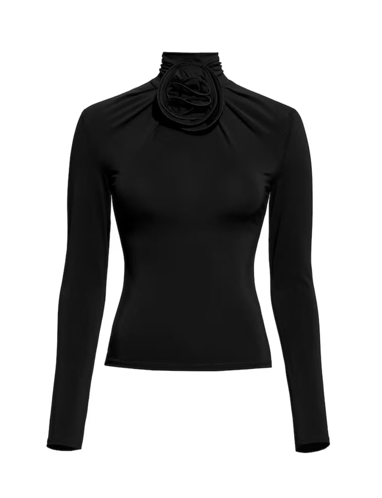 Magda Butrym X H&M Mock Turtleneck Top with Rose Appliqué