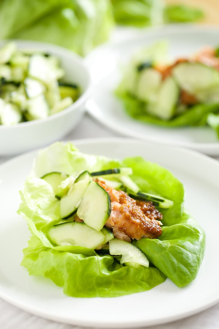 Miso Salmon Lettuce Wraps With Wasabi Cucumbers Lettuce Wrap Recipes POPSUGAR Food Photo 5