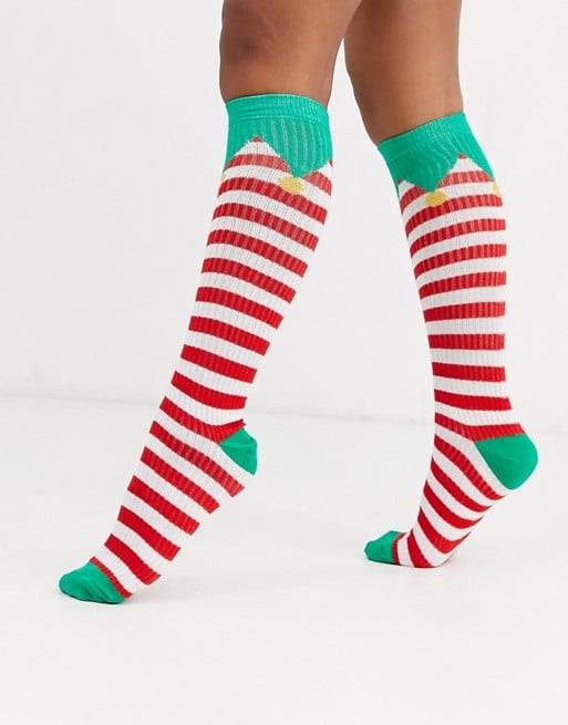 ASOS Design Holidays Elf Knee-High Socks
