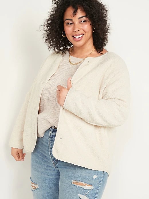 Old Navy Collarless Sherpa Jacket