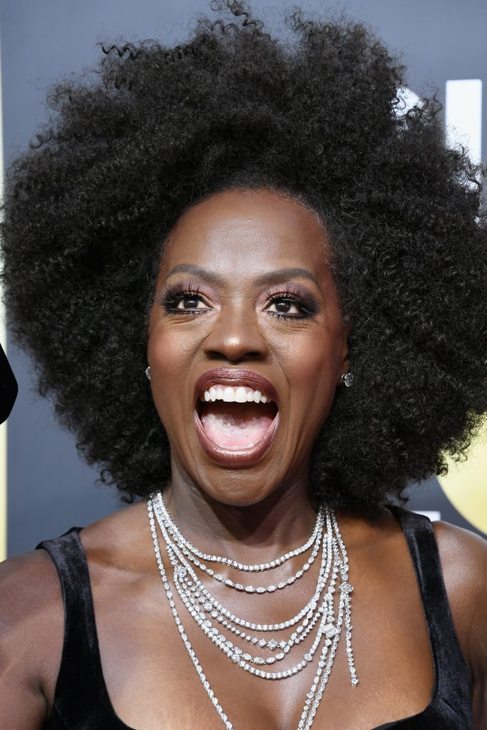 Viola Davis Natural Hair Golden Globes 2018 Red Carpet