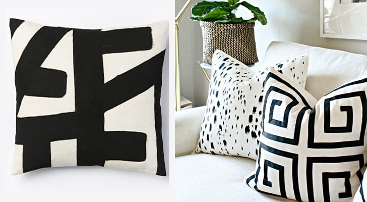 Buy it: Hand-painted geometric pillow cover ($49) 
DIY it: Give plain pillow covers a designer look using fabric paint for a total cost of less than $15. 
Source: West Elm, Burlap and Lace