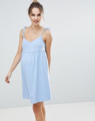 ASOS Design Maternity Mini Smock Sundress With Tie Straps