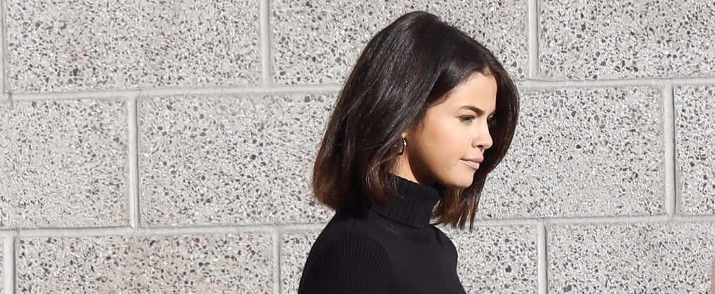 Selena Gomez Wearing Black Sweater Dress