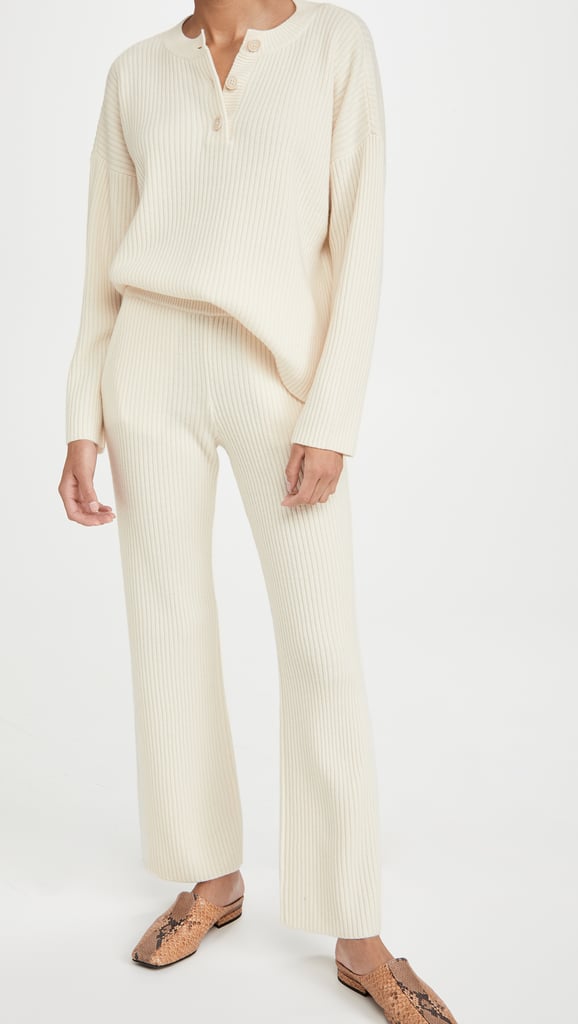 Club Monaco Cashmere Blend Ribbed Pants and Henley Sweater