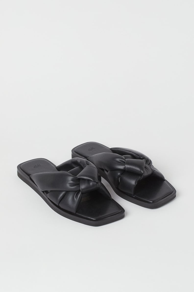 For Comfort Wrapped in Faux Leather: H&M Slides