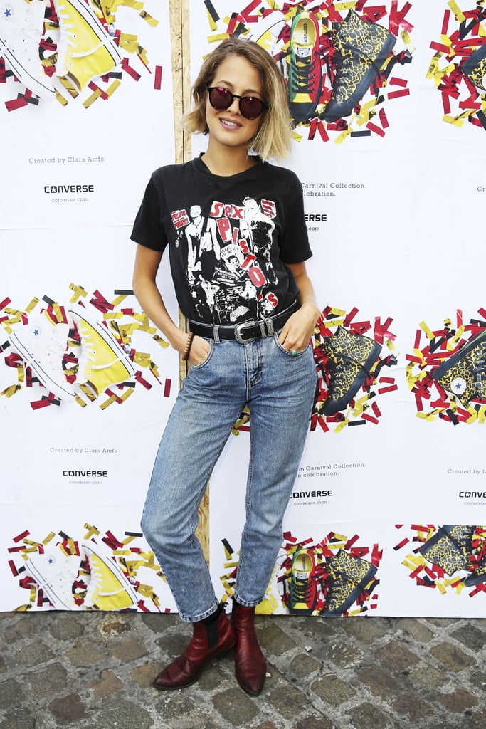 But Tess Also Keeps It Classic From Time to Time in a Rocker Tee