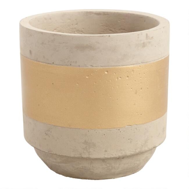 Gold Stripe Cement Planter