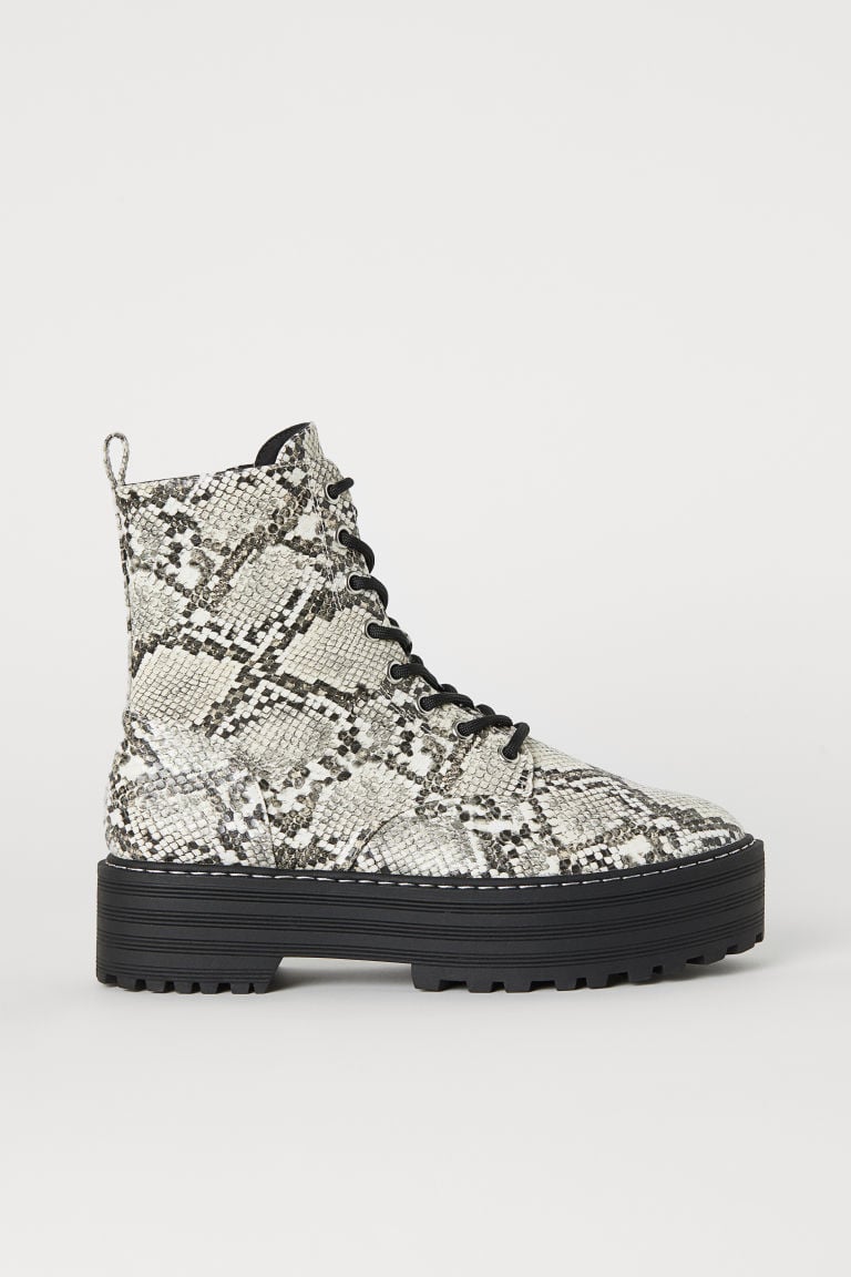 H&M Snakeskin Patterned Platform Boots