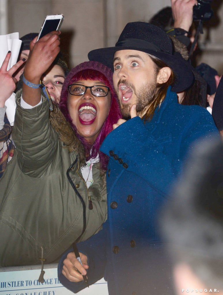 Jared Leto got really excited with his fans at the UK premiere of Dallas Buyers Club.