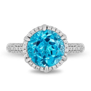 Enchanted Disney Aladdin 10.0mm Swiss Blue Topaz Ring in Sterling Silver and