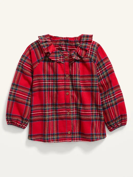 Old Navy Ruffled Plaid Flannel Top for Toddler Girls