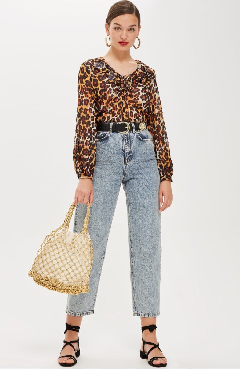 Topshop Leopard Print Ruffle Blouse