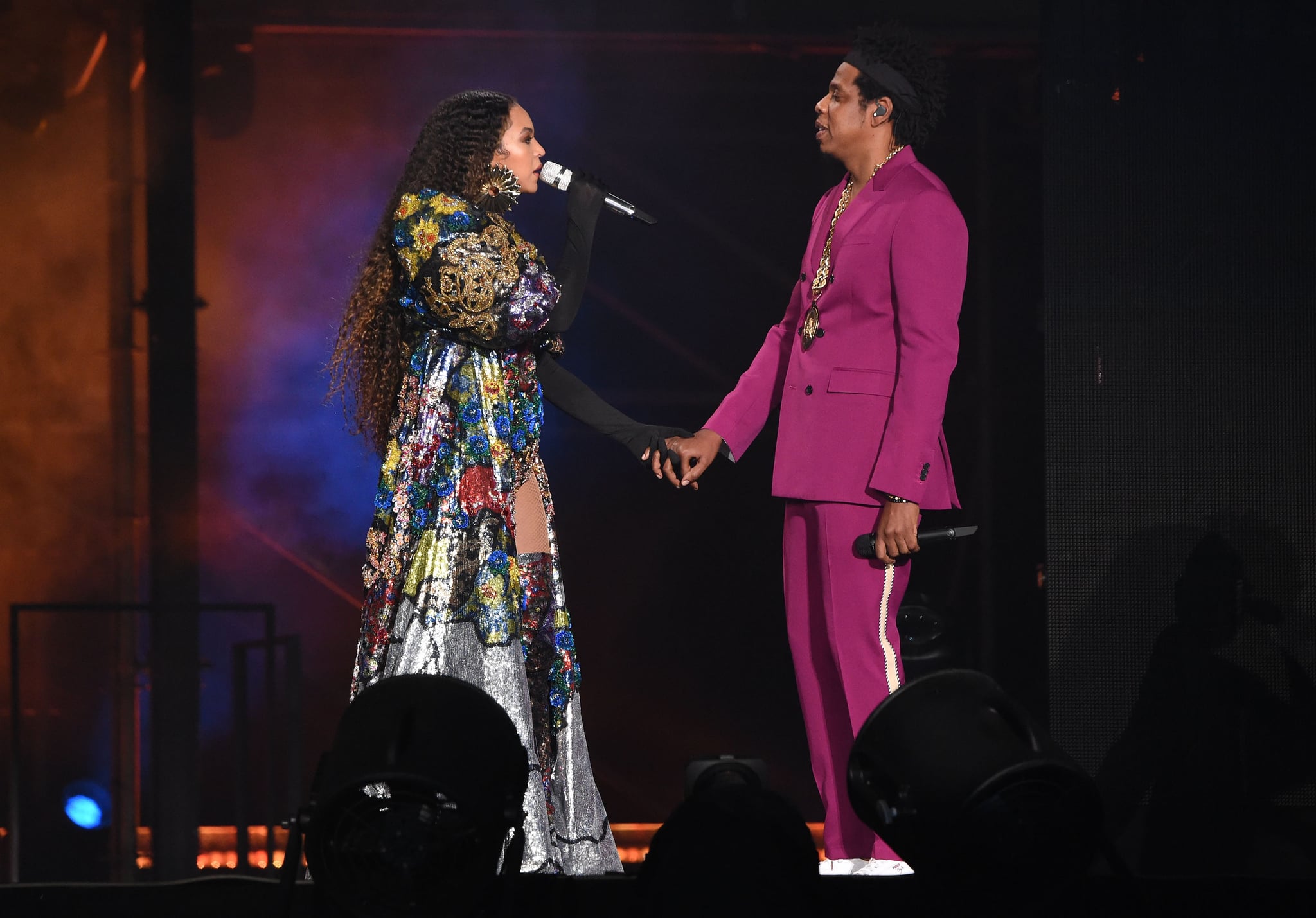 JOHANNESBURG, SOUTH AFRICA - DECEMBER 02:  Beyonce and Jay-Z perform during the Global Citizen Festival: Mandela 100 at FNB Stadium on December 2, 2018 in Johannesburg, South Africa.  (Photo by Kevin Mazur/Getty Images for Global Citizen Festival: Mandela 100)